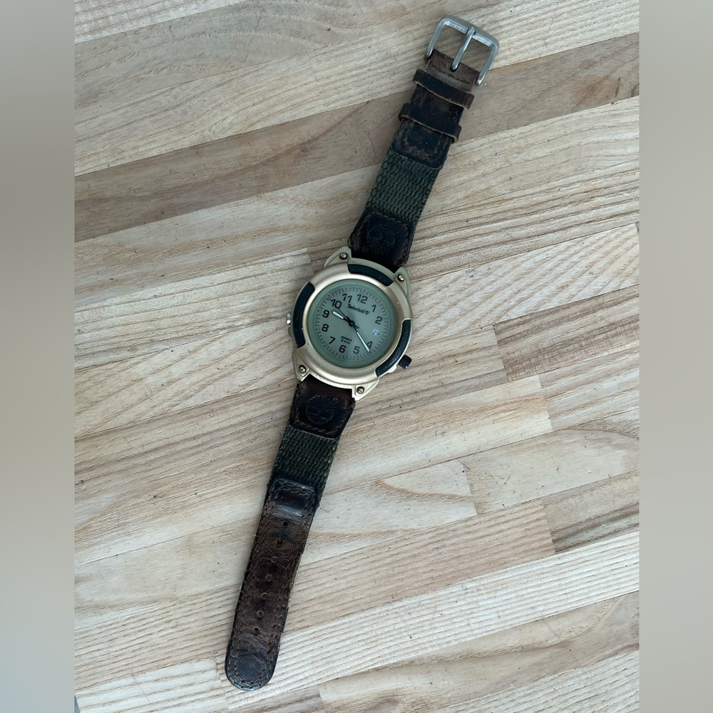 Timberland Men’s Watch Indiglo Dial Genuine Leather and Canvas Strap Date Window - Picture 4 of 9